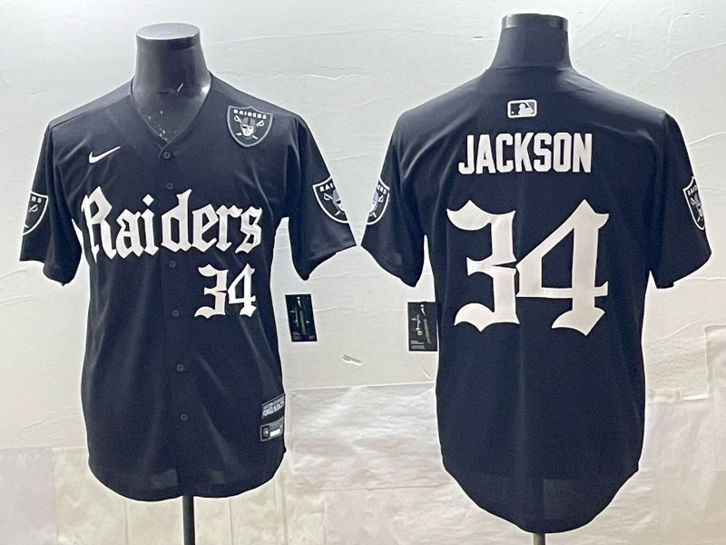 Men 2025 Oakland Raiders #34 Jackson black 6th generation Joint Name Nike Limited NFL Jersey style 08